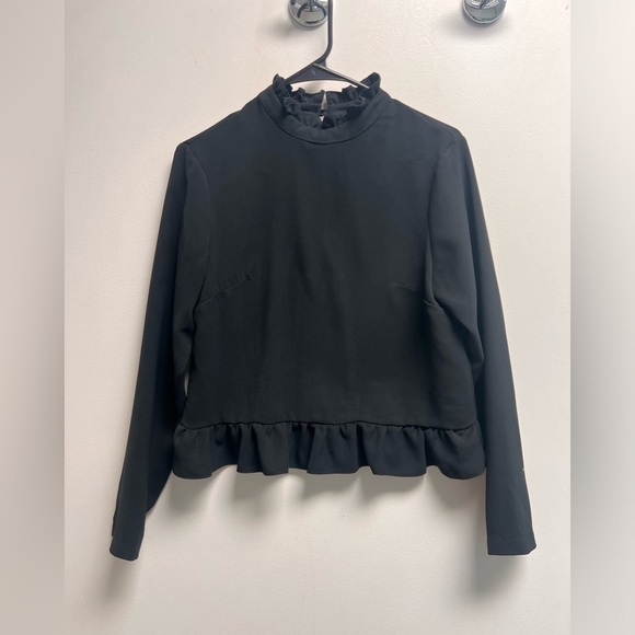 CODE X MODE Women’s Black Long Sleeve Ruffle Crop Top - Size XS - Picture 2 of 10